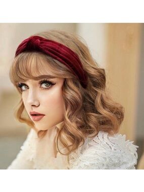 NEW Burgundy Velvet Knot Headband Comfort Fit Non Slip One Size